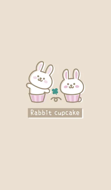 [LINE着せ替え] カップうさぎ<クローバー>ベージュの画像1