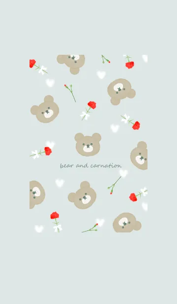 [LINE着せ替え] クマとカーネーションとハート♡green06_1の画像1