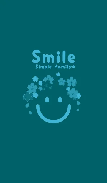 [LINE着せ替え] スマイル＆桜 ディープティールグリーンの画像1