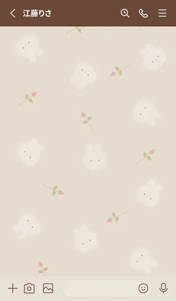 [LINE着せ替え] うさぎと薔薇♡brown03_1の画像2