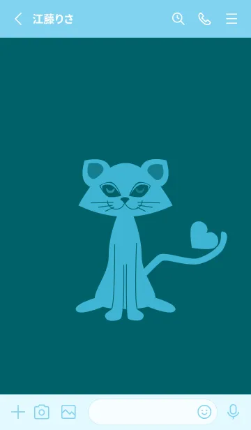 [LINE着せ替え] 猫のオッドとハート Deep teal greenの画像2