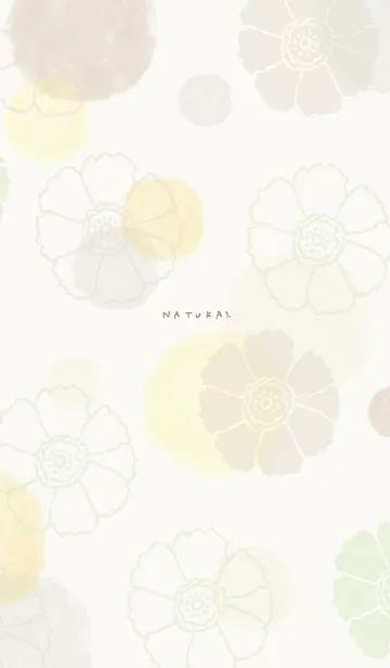 [LINE着せ替え] 花と水彩丸 黄色 茶色24の画像1