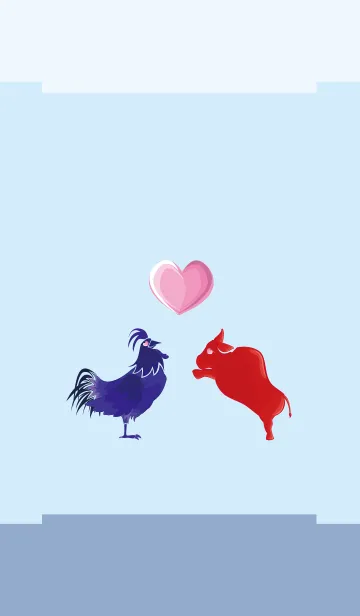 [LINE着せ替え] ekst Blue（チキン）Love Red（カウ）の画像1