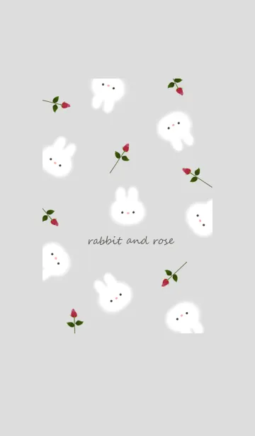 [LINE着せ替え] うさぎと薔薇♡グレー01_1の画像1