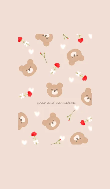 [LINE着せ替え] クマとカーネーションとハート♡orange13_1の画像1