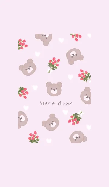 [LINE着せ替え] クマとバラの花束♡pinkpurple11_1の画像1