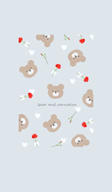 [LINE着せ替え] クマとカーネーションとハート♡blue15_1の画像1
