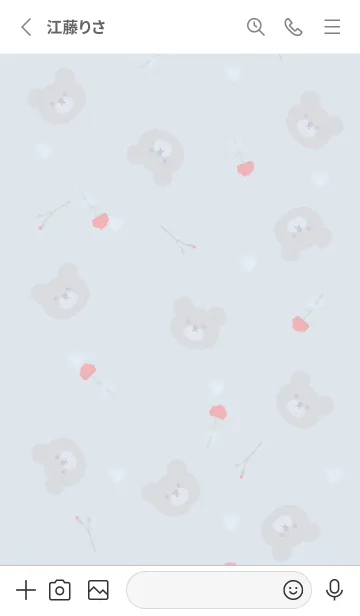 [LINE着せ替え] クマとカーネーションとハート♡blue15_1の画像2