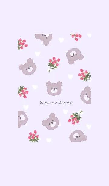 [LINE着せ替え] クマとバラの花束♡purple12_1の画像1