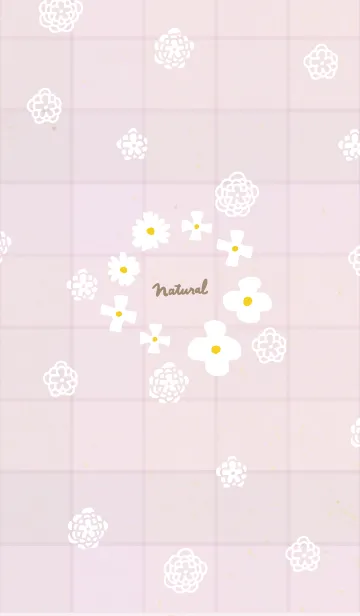 [LINE着せ替え] 白い花 チェック柄22の画像1