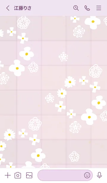 [LINE着せ替え] 白い花 チェック柄22の画像2