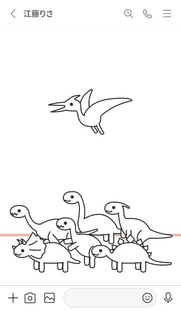 [LINE着せ替え] シンプル×線画×もちっとゆるい恐竜001白の画像2