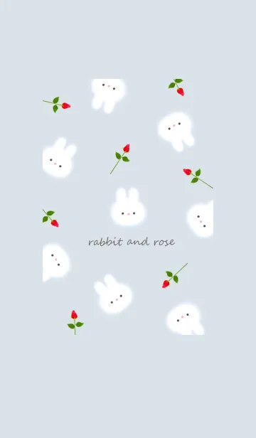 [LINE着せ替え] うさぎと薔薇♡blue15_1の画像1