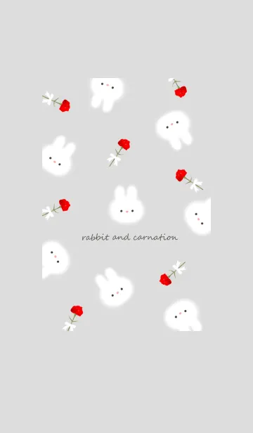 [LINE着せ替え] うさぎとカーネーション♡グレー01_1の画像1