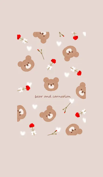 [LINE着せ替え] クマとカーネーションとハート♡pink08_1の画像1