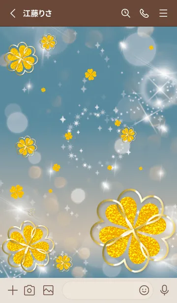 [LINE着せ替え] ベージュと青 : 運気UP！ 黄金クローバーの画像2