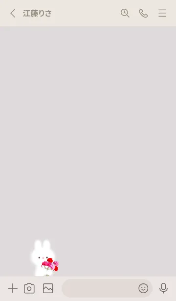 [LINE着せ替え] うさぎとカーネーション♡Greige02_1の画像2
