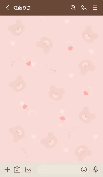 [LINE着せ替え] クマとカーネーションとハート♡pink09_1の画像2