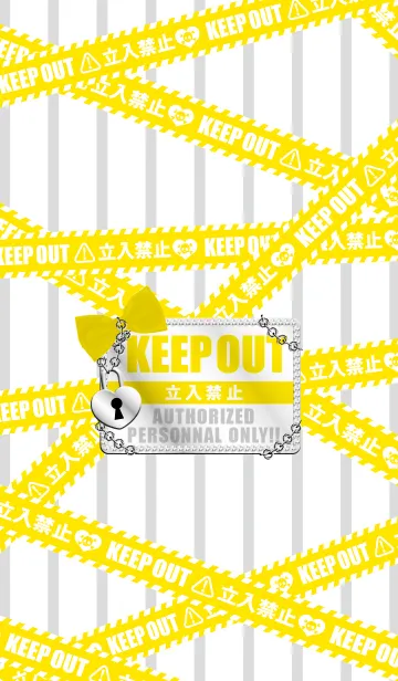 [LINE着せ替え] ”KEEP OUT” 女の子向け 黄-白の画像1