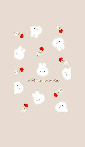 [LINE着せ替え] うさぎとカーネーション♡brown03_1の画像1