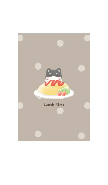 [LINE着せ替え] くろしばとオムライス -モカ- ドットの画像1