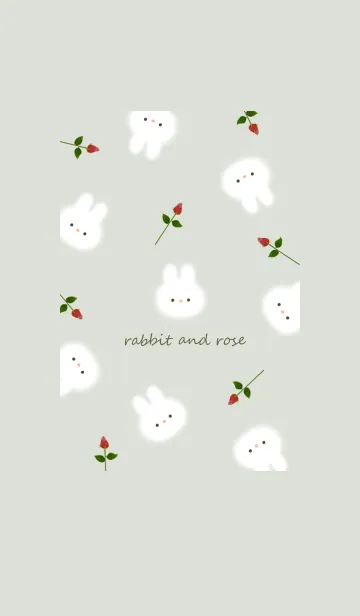 [LINE着せ替え] うさぎと薔薇♡green07_1の画像1