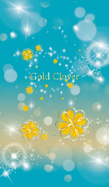 [LINE着せ替え] 青 : 運気UP！ 黄金クローバーの画像1