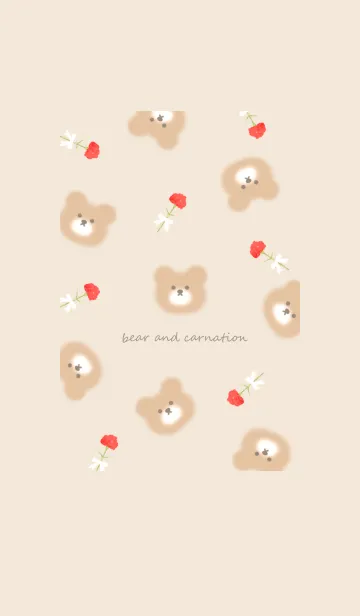 [LINE着せ替え] ふわクマとカーネーション♡orange13_1の画像1