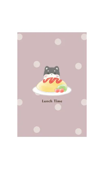 [LINE着せ替え] くろしばとオムライス -ピンク- ドットの画像1