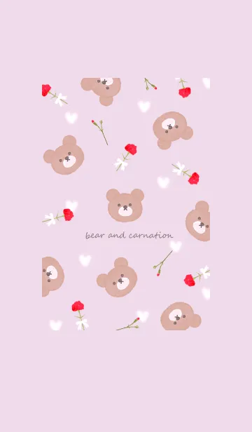 [LINE着せ替え] クマとカーネーションとハート♡purple11_1の画像1