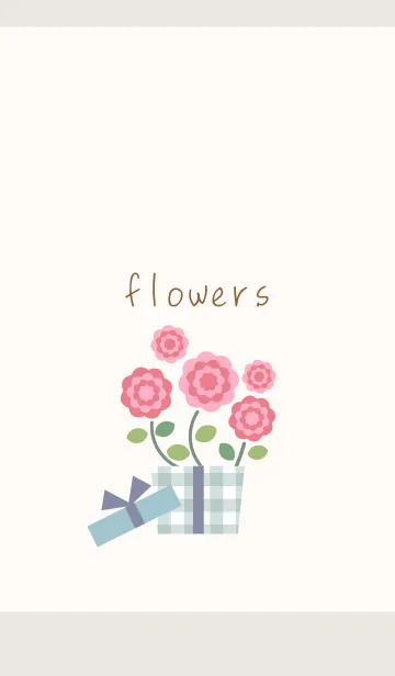 [LINE着せ替え] 赤いかわいいお花 ベージュと灰色の画像1