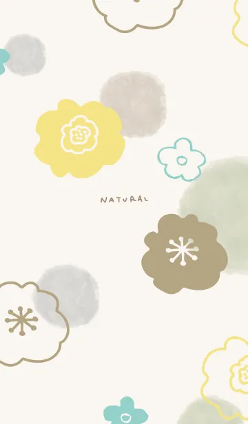 [LINE着せ替え] 花と水彩丸 グリーン28の画像1