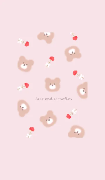 [LINE着せ替え] ふわクマとカーネーション♡pink10_1の画像1