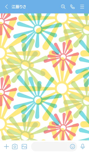 [LINE着せ替え] ポップ花 青色の画像2