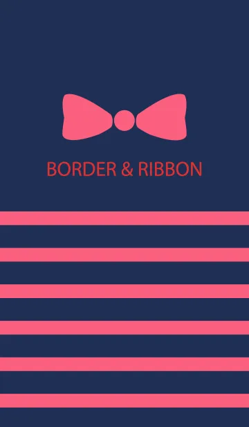 [LINE着せ替え] BORDER & PINKRIBBON -Navy 12-の画像1