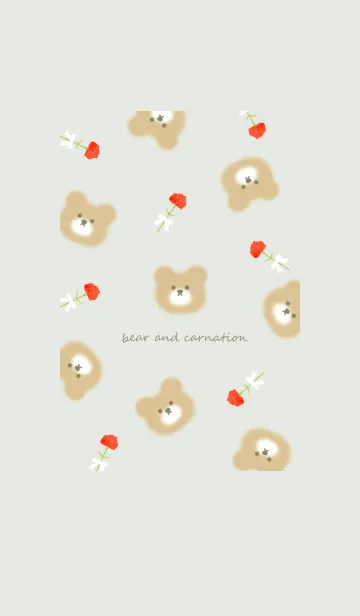 [LINE着せ替え] ふわクマとカーネーション♡green06_1の画像1