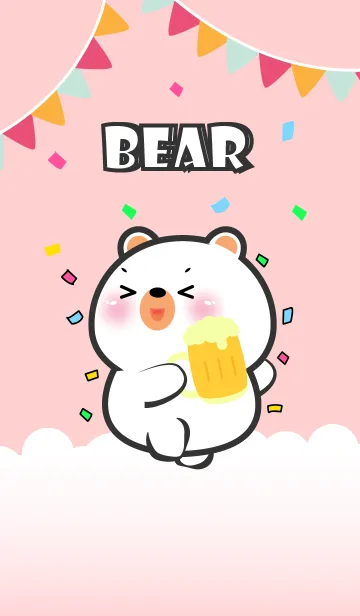 [LINE着せ替え] Cute White Bear Love Party (JP)の画像1