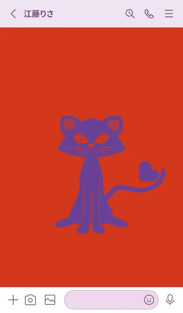 [LINE着せ替え] 猫のオッドとハート 緋色の画像2
