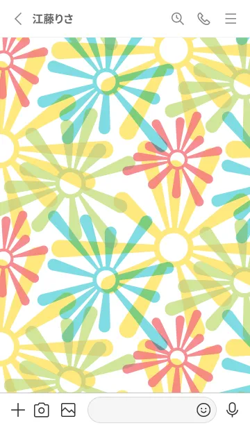 [LINE着せ替え] ポップ花 白の画像2