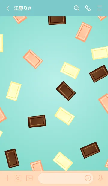 [LINE着せ替え] チョコブロック ピンクと水色の画像2