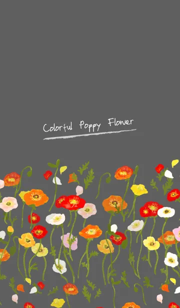[LINE着せ替え] Colorful Poppy Flower -gray-の画像1