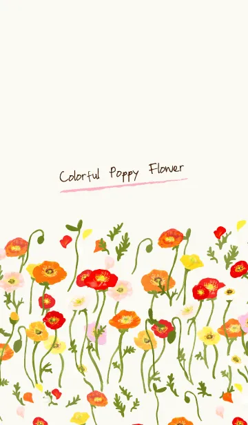 [LINE着せ替え] Colorful Poppy Flower -white-の画像1