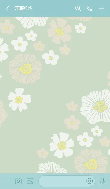 [LINE着せ替え] 白とベージュのお花 斜め16の画像2