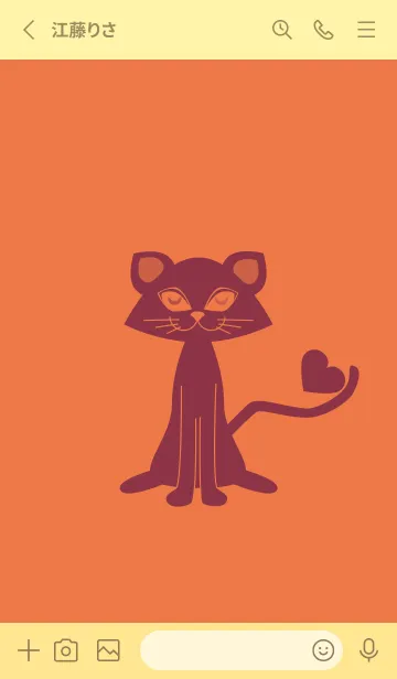 [LINE着せ替え] 猫のオッドとハート 黄丹の画像2