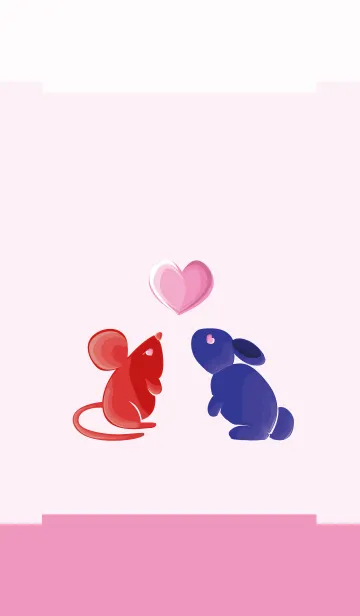 [LINE着せ替え] ekst Red（Rat）Love Blue（Rabbit）の画像1