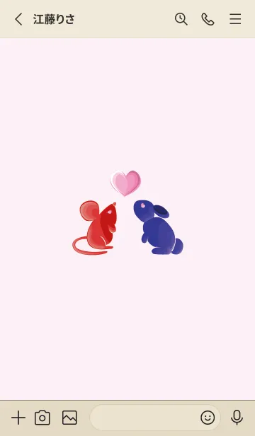 [LINE着せ替え] ekst Red（Rat）Love Blue（Rabbit）の画像2