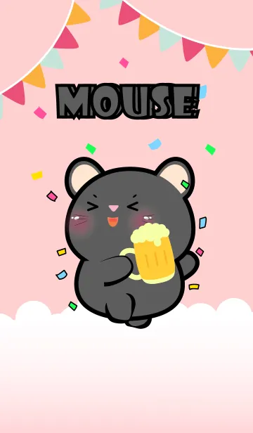 [LINE着せ替え] Cute Black Mouse Love Party (JP)の画像1