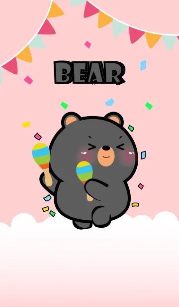 [LINE着せ替え] Cute Black  Bear Love Party (JP)の画像1