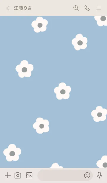 [LINE着せ替え] シンプルくすみブルーとお花の画像2