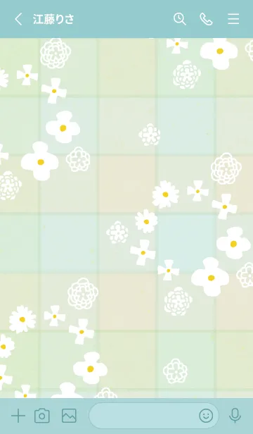 [LINE着せ替え] 白い花 チェック柄5の画像2
